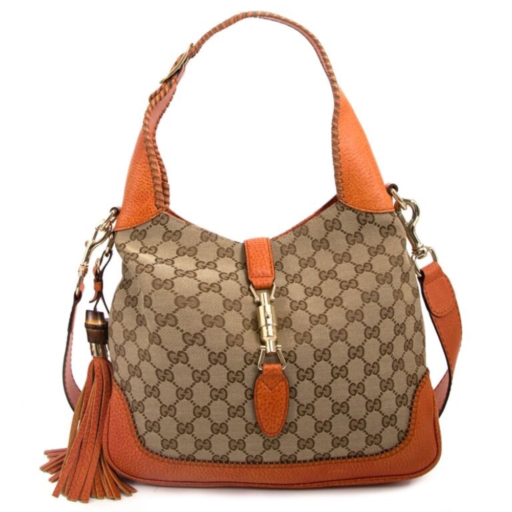 Gucci Brown and Tan Hobo Bag with GG Monogram - Picture 1 of 10